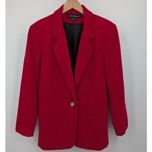 VTG Donnybrook 100% Wool Red Blazer Jacket Womens 7/8 Power Suit Preppy Academic